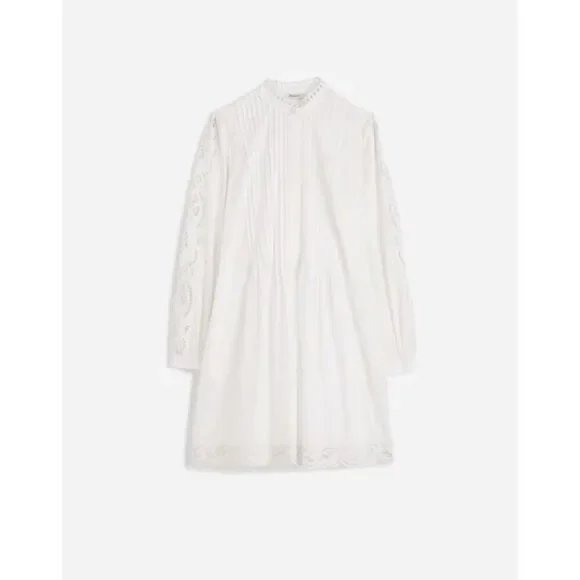 Madewell Pintucked Eyelet Mini Dress White Long Sleeve Size S NWT NU568 - Picture 6 of 11